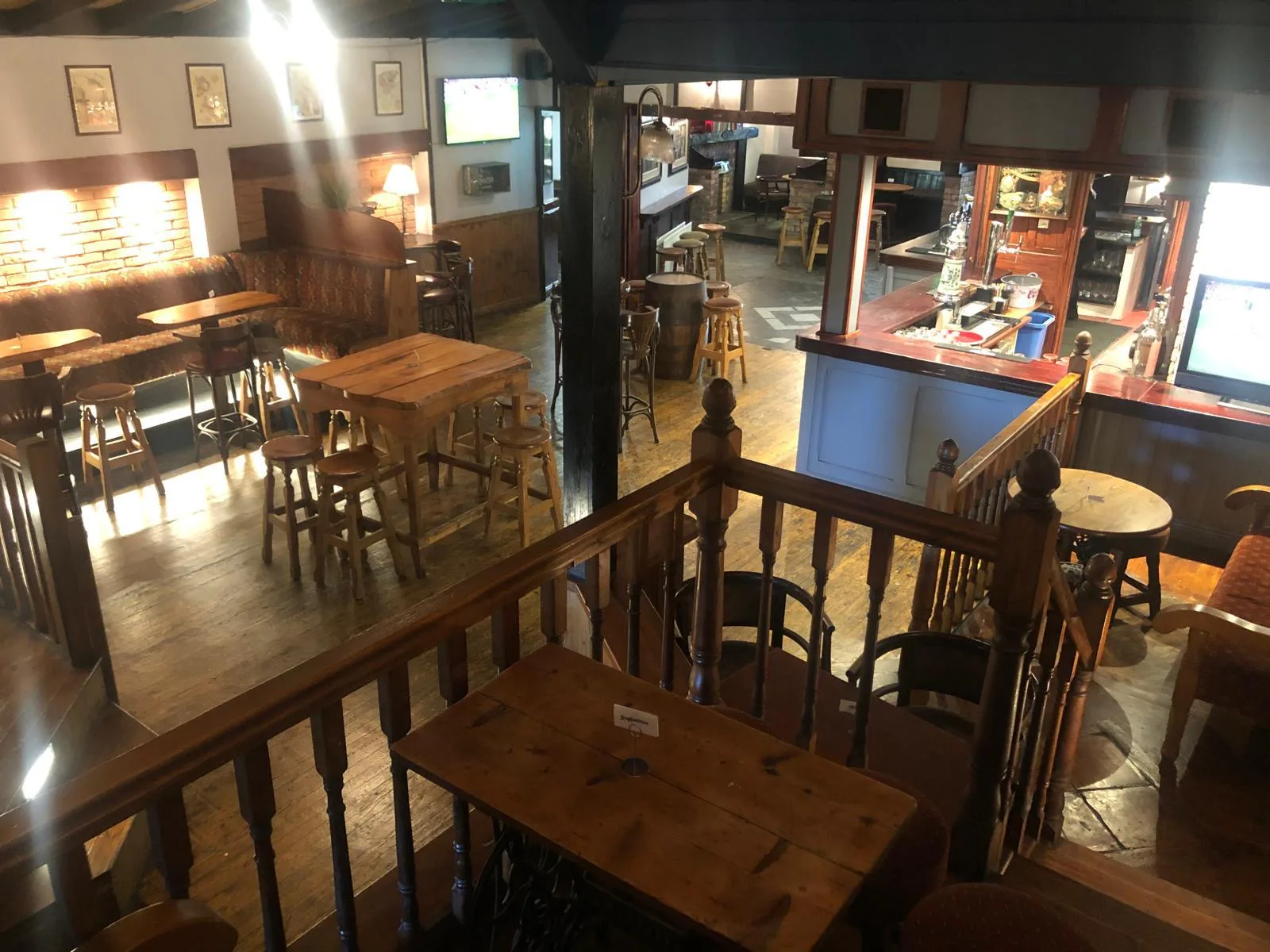 A view over the bar from the upper gallery seating