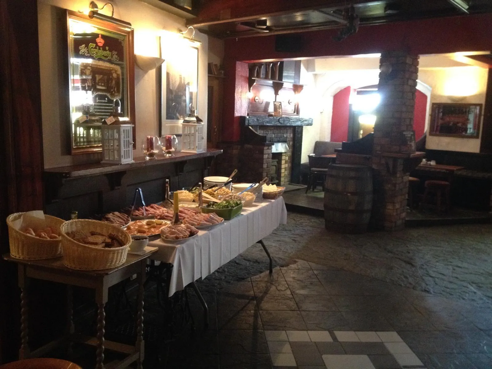 A hot and cold buffet prepared for guests at Lizzy Langton’s